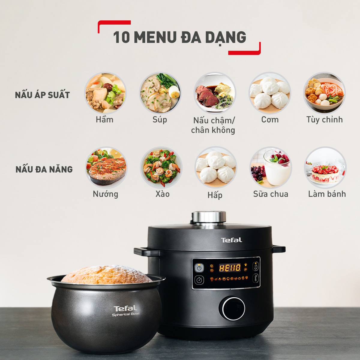 Nồi áp suất điện đa năng Tefal Turbo Cuisine 5L CY754830 - Hàng chính hãng