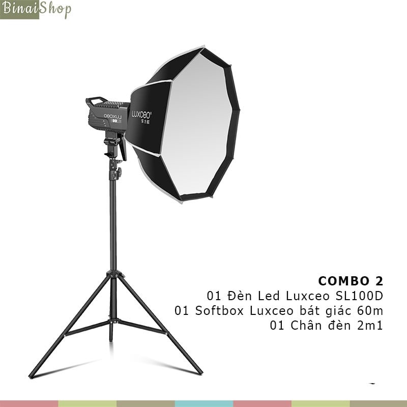 LUXCEO SL100D - Bộ Đèn LED Cho Studio Giải Màu 2700-6500K 100W, Điều Khiển App- Hàng chính hãng