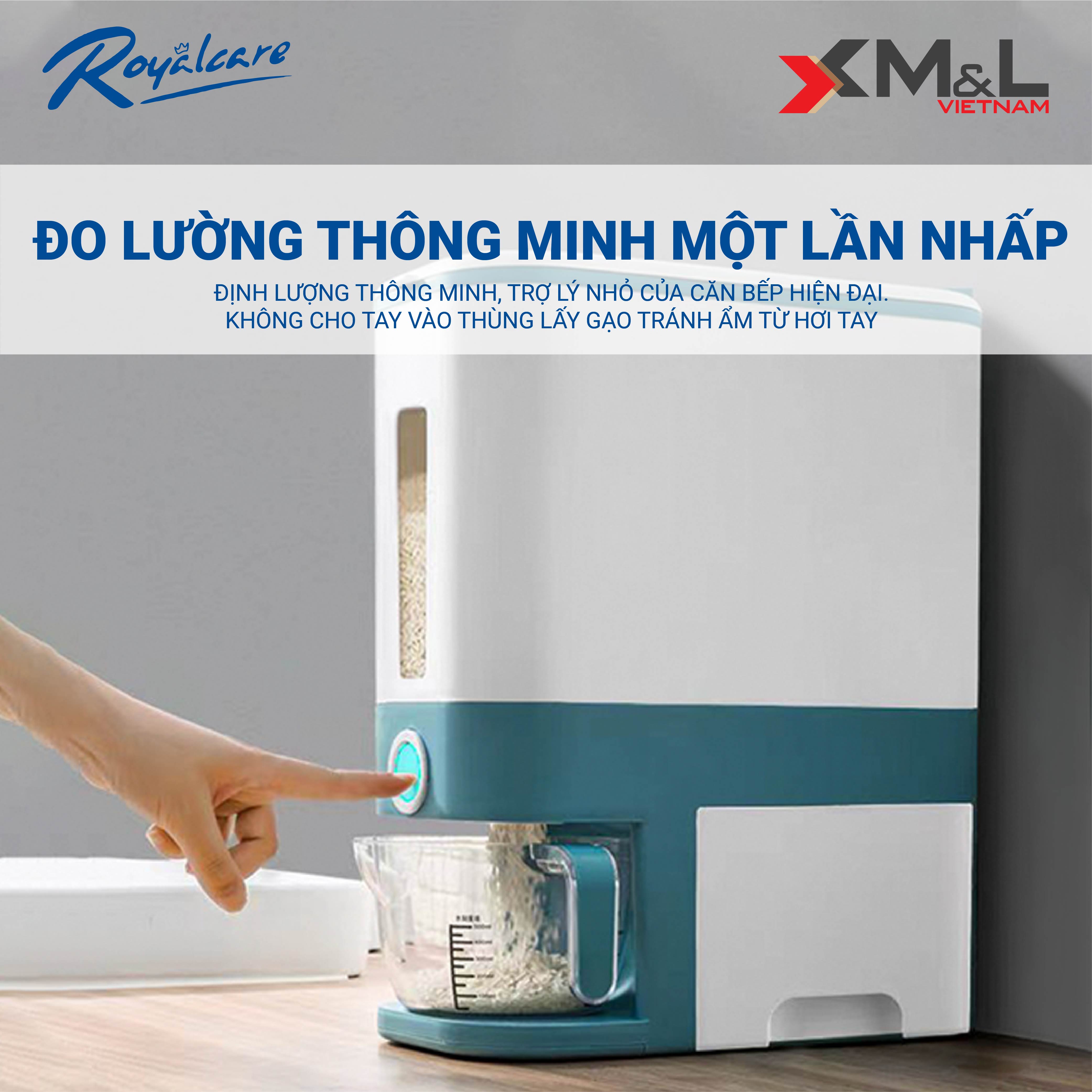 Thùng đựng gạo thông minh M&amp;L Royalcare 6068 - bao gồm khay đựng ngũ cốc - chống ẩm mốc côn trùng - đồ gia dụng tiện ích