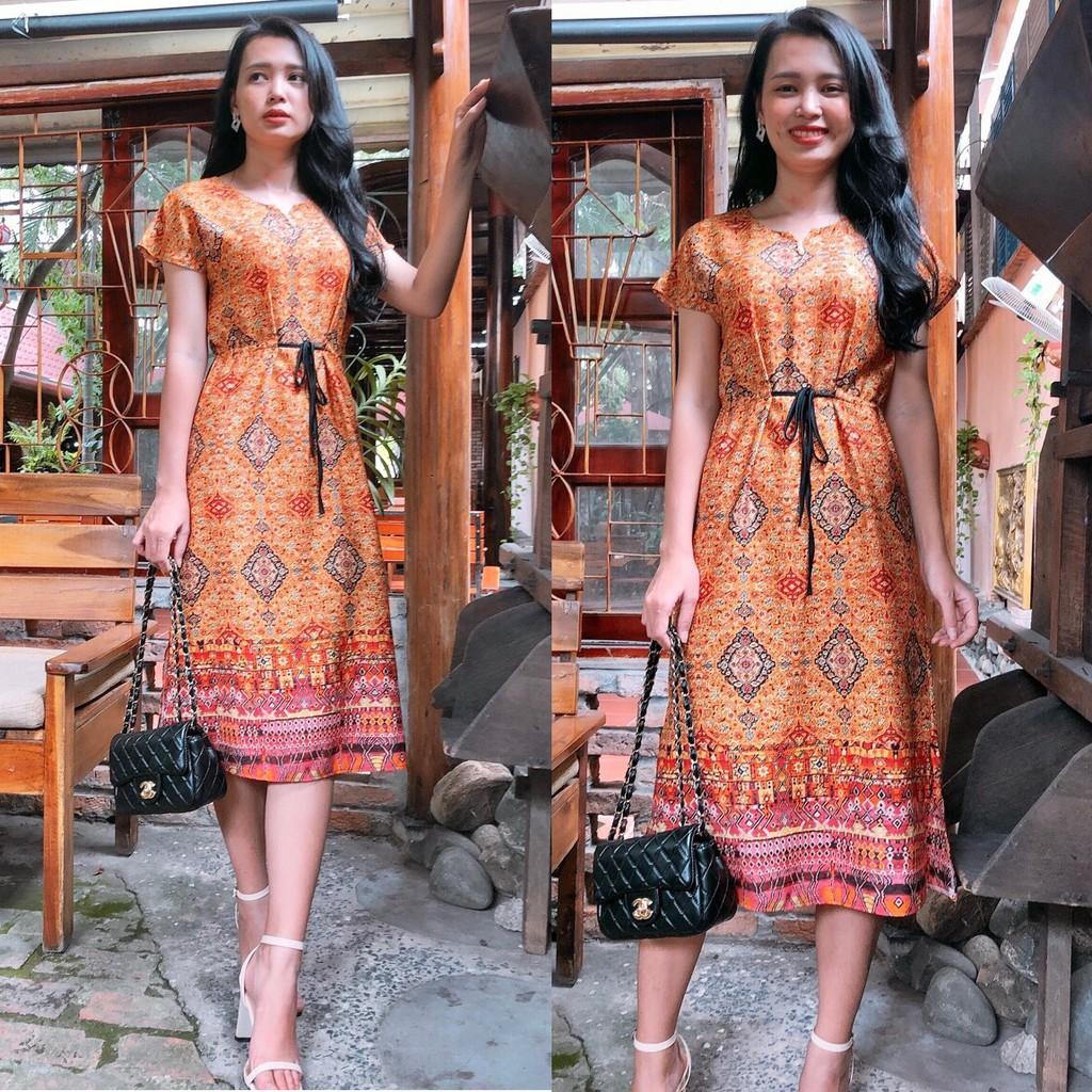 Đầm suông họa tiết thổ cẩm