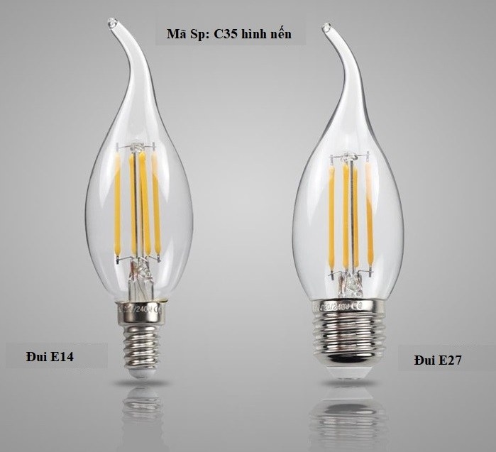 Bộ 3 bóng đèn Led Edison C35 4W hình nến đui E27