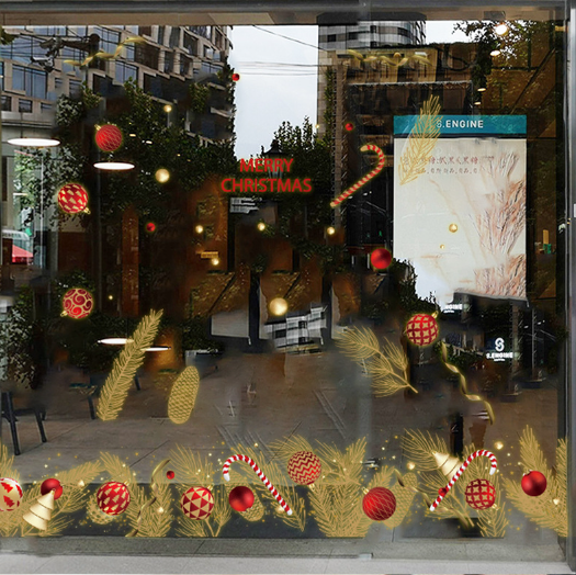 Decal trang trí Noel - Chân tường lá kim