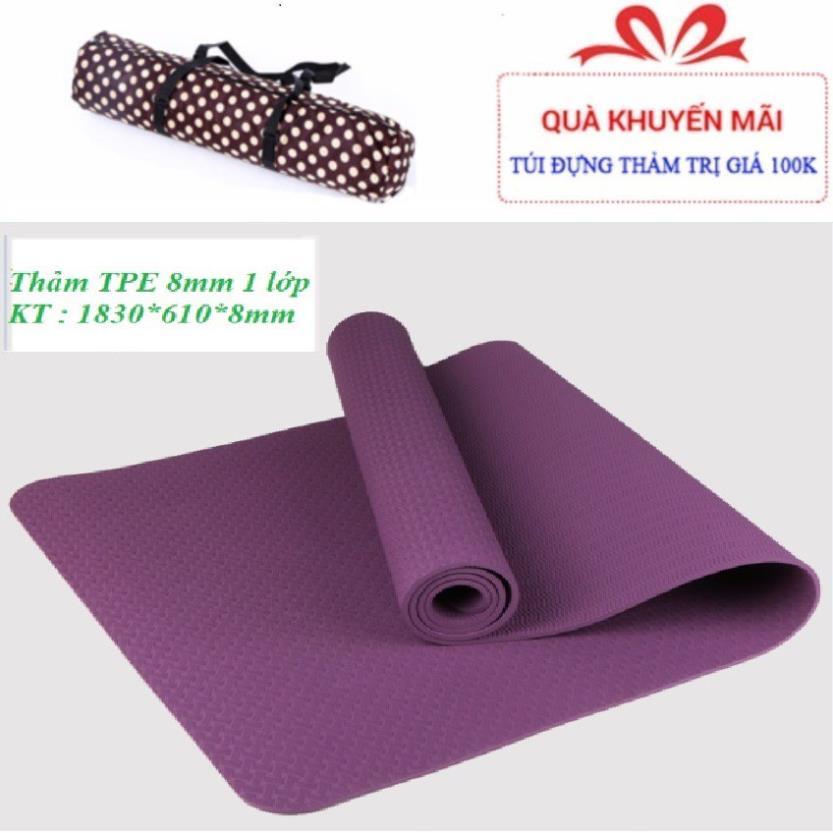 Thảm Tập Yoga Gym 1 Lớp Đúc Nguyên Khối Cao Cấp Chống Trượt TPE Dày 6mm-8mm