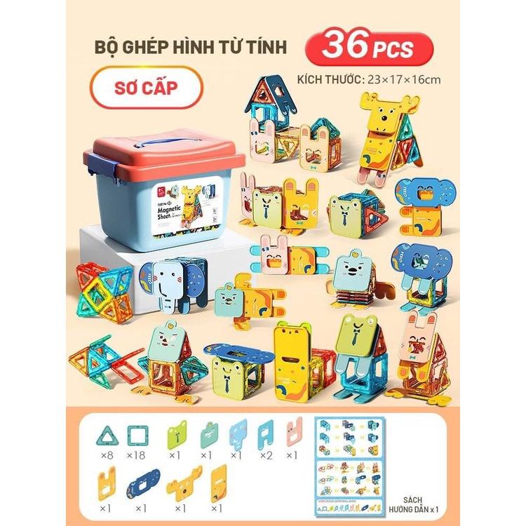 ANIMAL MAGNETIC TILES BLOCK BUILDING BỘ XẾP HÌNH NAM CHÂM THÔNG MINH CAO CẤP ĐỘNG VẬT PHIÊN BẢN MỚI NHẤT