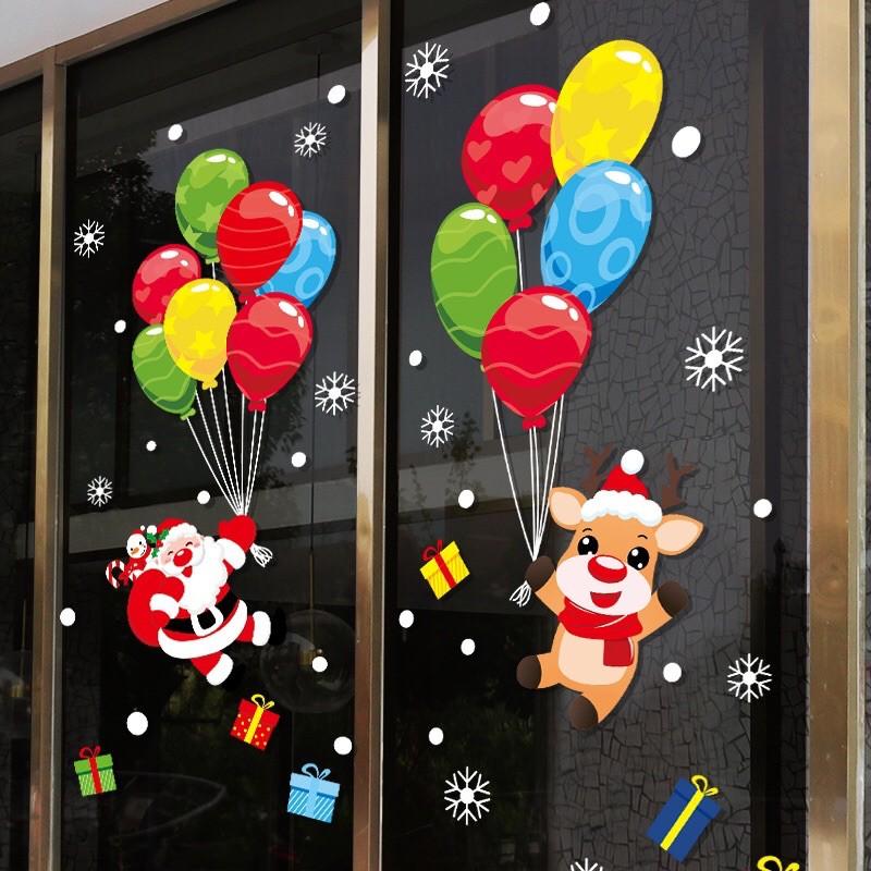 Decal trag trí Noel - Bong Bóng Bay giáng sinh vui nhộn