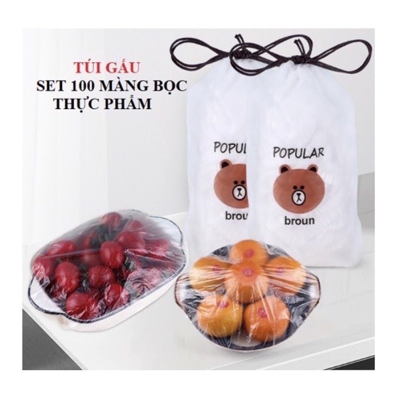 Set 100 Màng Bọc Thực Phẩm Bo Chun Có Thể Tái Sử Dụng