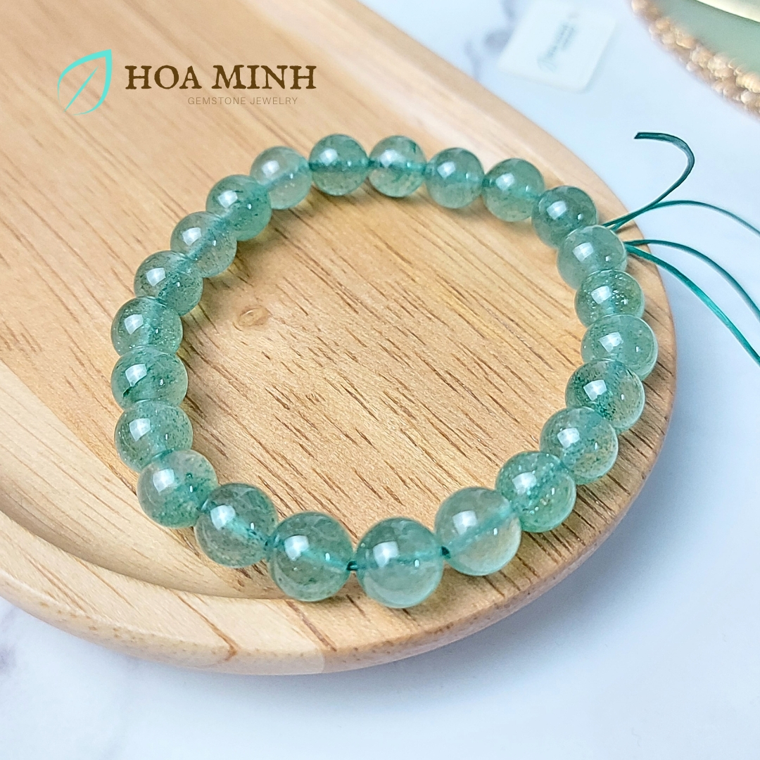 Vòng tay phong thủy đá Thạch Anh Dâu Xanh 8 li, hợp mệnh Mộc Hỏa
