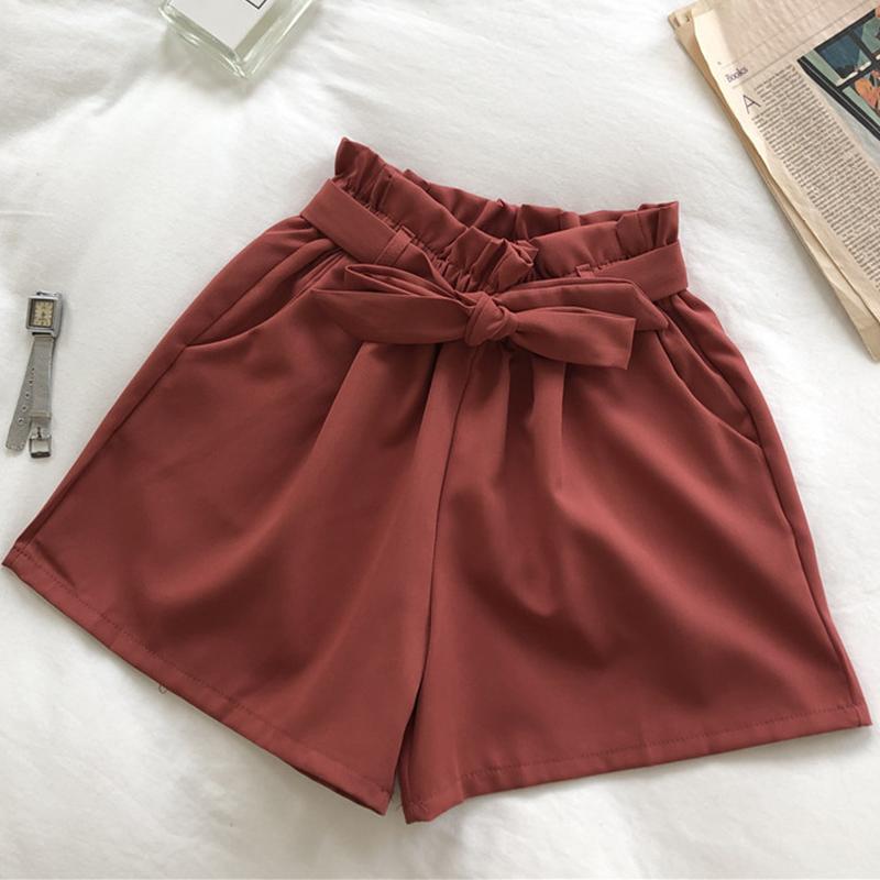 TIGENA Mùa Hè 2021 Thun Cao Cấp Quần Short Nữ Phong Cách Hàn Quốc Nơ Dễ Thương Dây Quần Short Nữ Ngắn Quần Nữ Đen màu Hồng