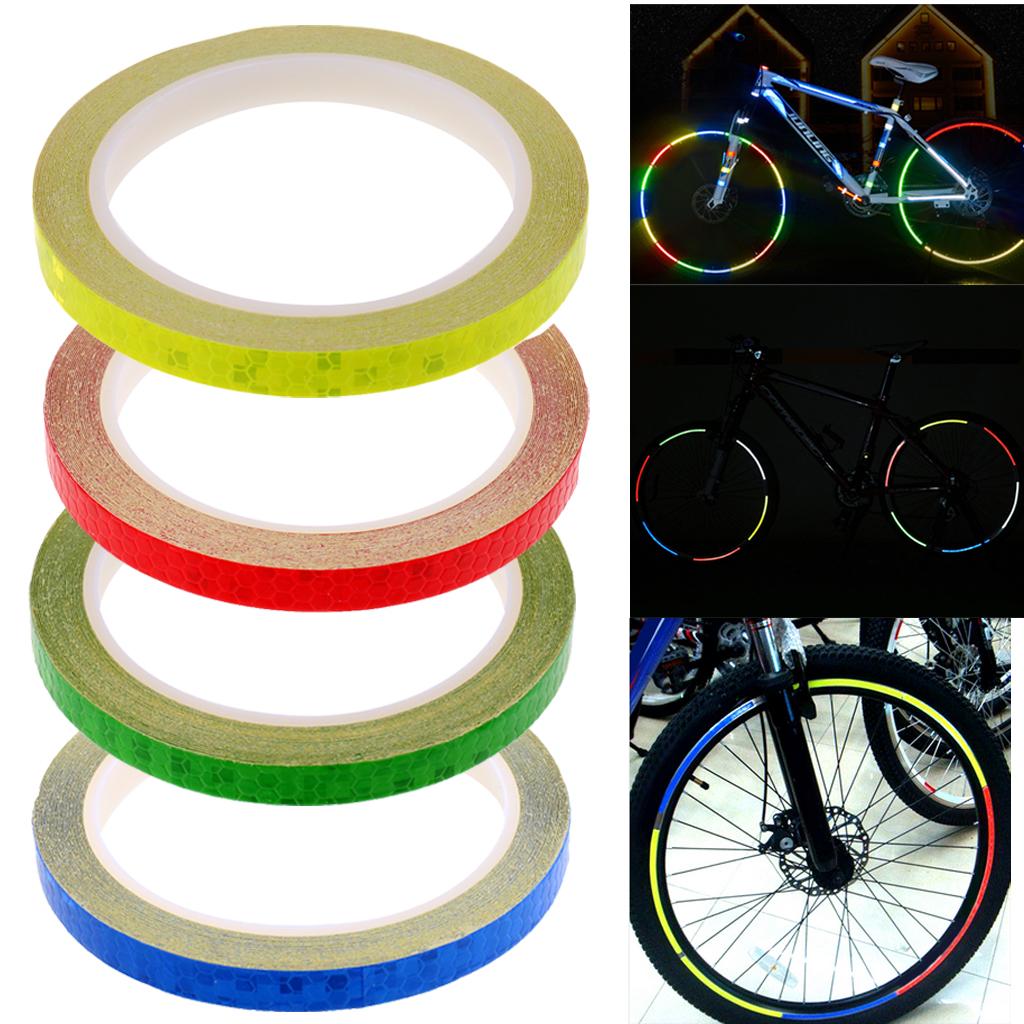 Reflective Strips Wheel Rim Sticker Tape Bicycle Motorcycle Car Decal Red White