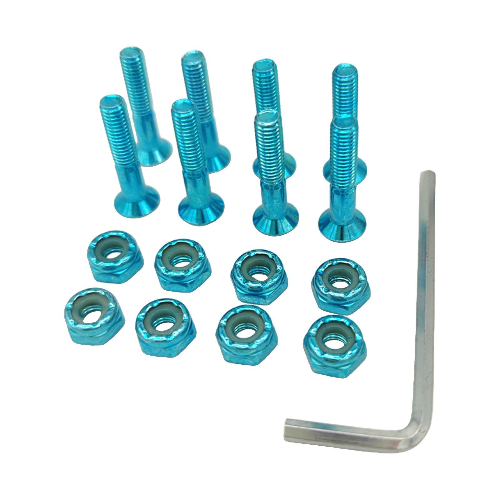 8pcs Replacement Skateboard Hardware Set Longboard Screws Accessories blue