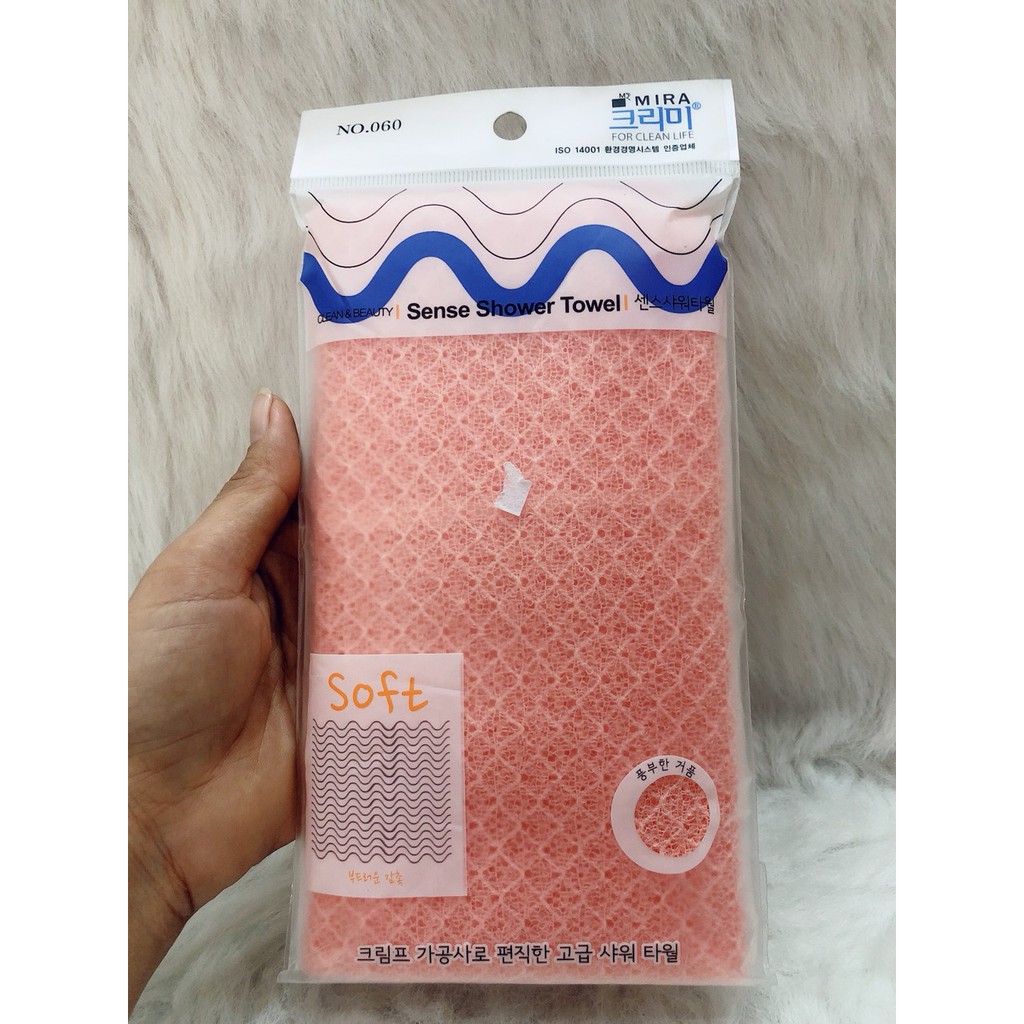 Khăn dây tắm Mira Sense shower Towel Hàn Quốc tặng kèm móc khoá