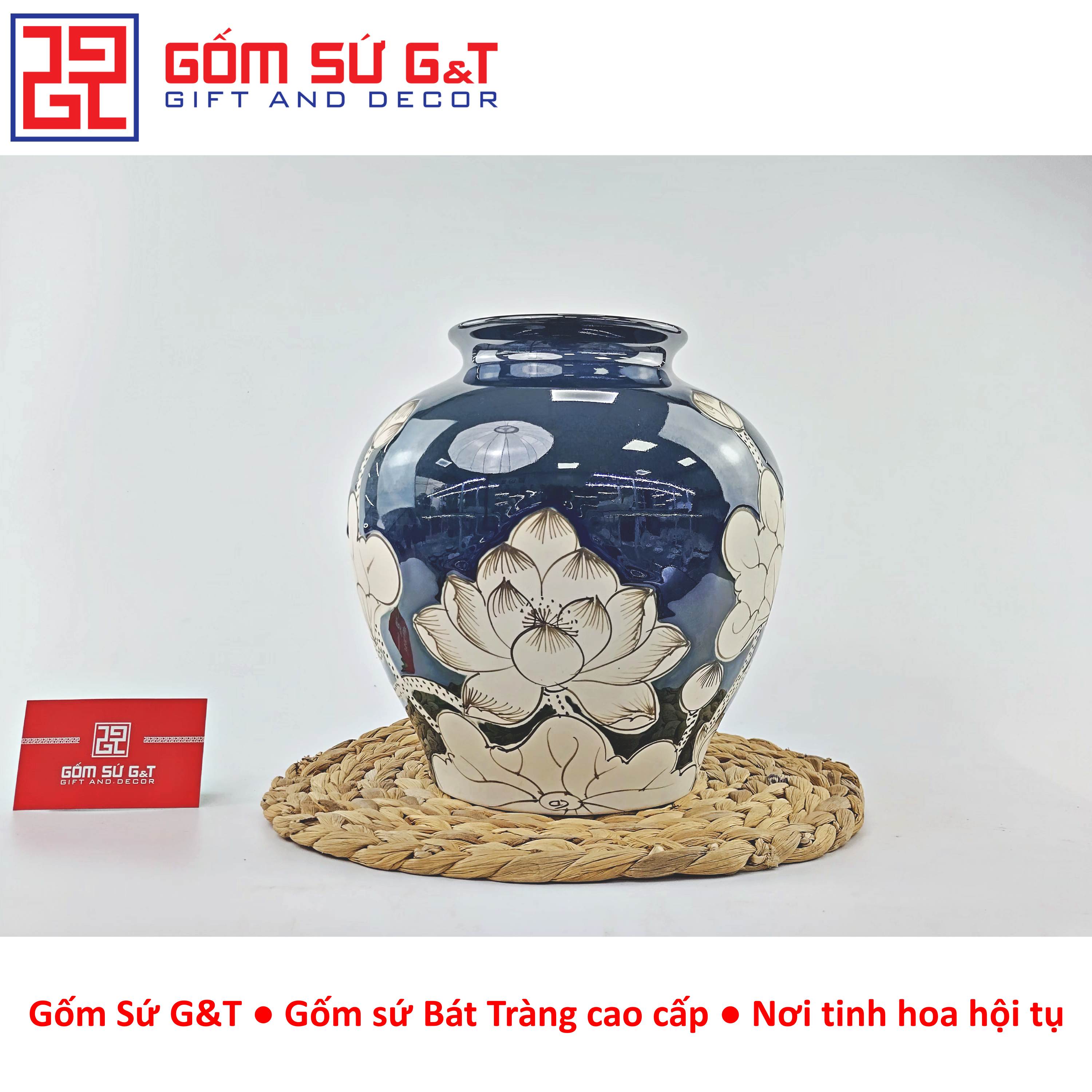 Lọ hoa men hỏa biến dáng vò vẽ sen Gốm Sứ G&amp;T