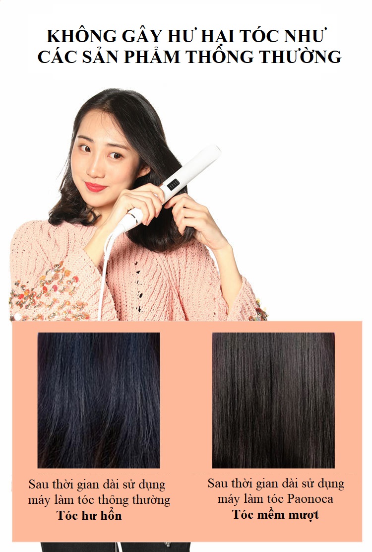 Máy Tạo Kiểu Tóc Ép, Uốn Tóc Paonoca Có Chỉnh Nhiệt Hàn Quốc PA01