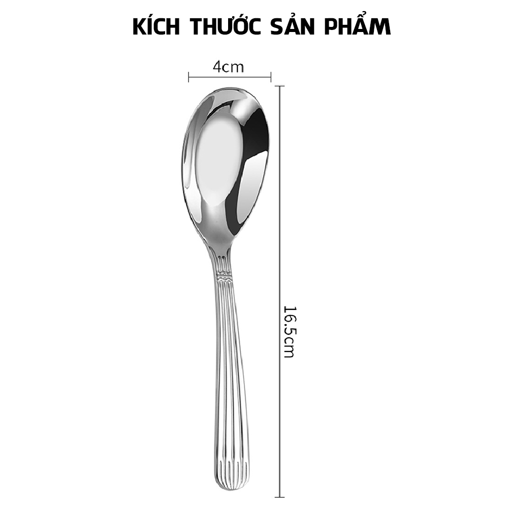 Combo 2 muỗng thìa Inox 304 siêu dày phù hợp ăn cơm, súp, phở các món tráng miệng thiết kế sang trọng phong cách châu âu