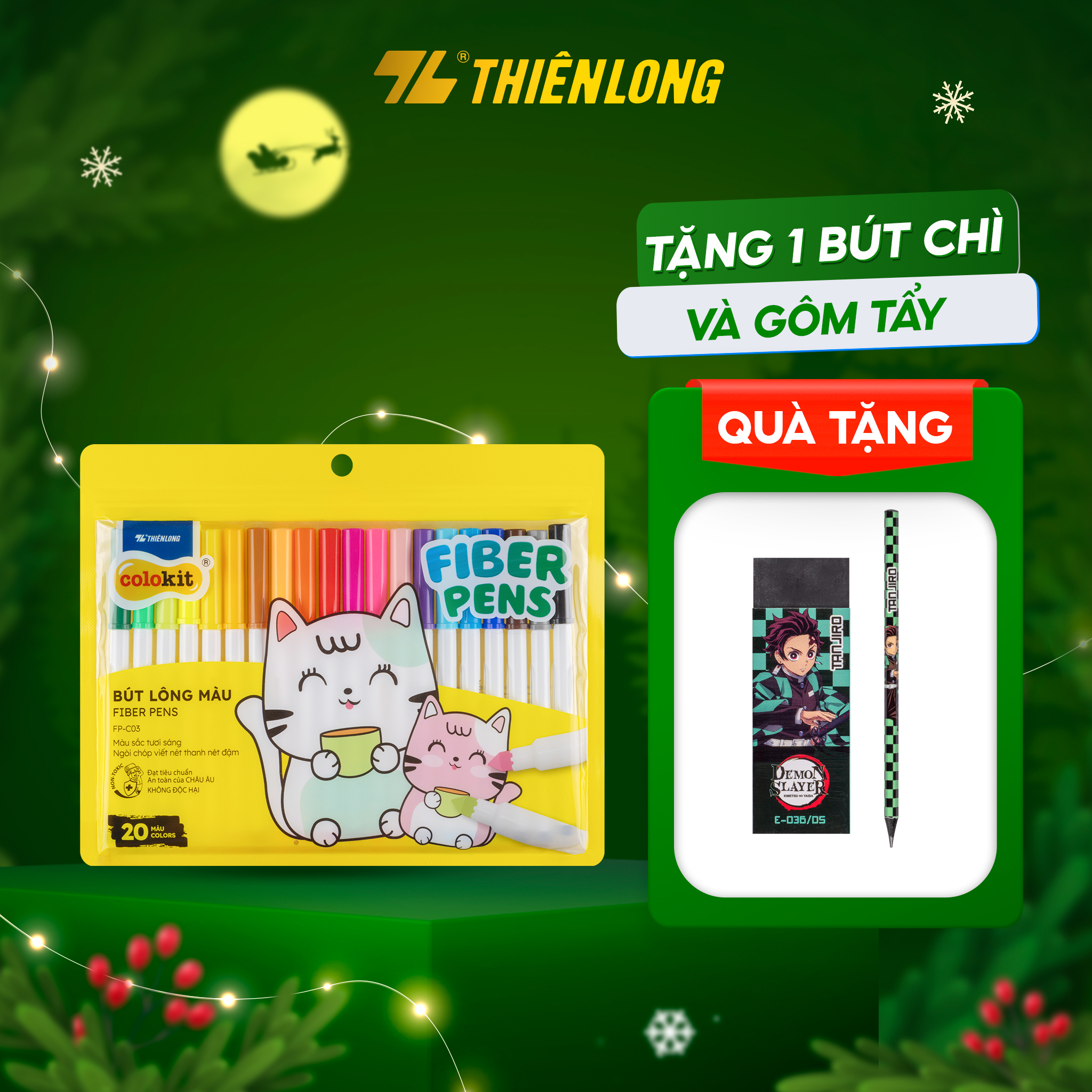 Bút Lông Màu Fiber Pen Thiên Long Colokit An Toàn Sử Dụng Tô Màu, Vẽ Tranh, Calligraphy, 20 Màu Basic Fp - C03 - 20 Màu