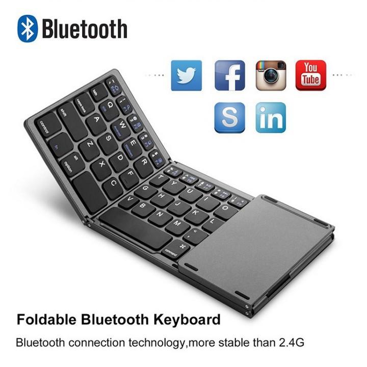 Bàn phím Bluetooth có Touchpad xếp gọn (IOS/Android/win/mac..) (Màu Bạc | Đen ) - The Royal's Furniture