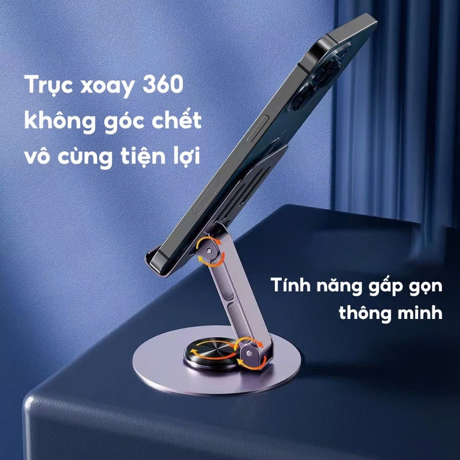 Giá đỡ điện thoại , hợp kim nhôm đa năng ,có thể gấp gọn để bàn ,đế chống trơn trượt tiện dụng , hàng nhập khẩu