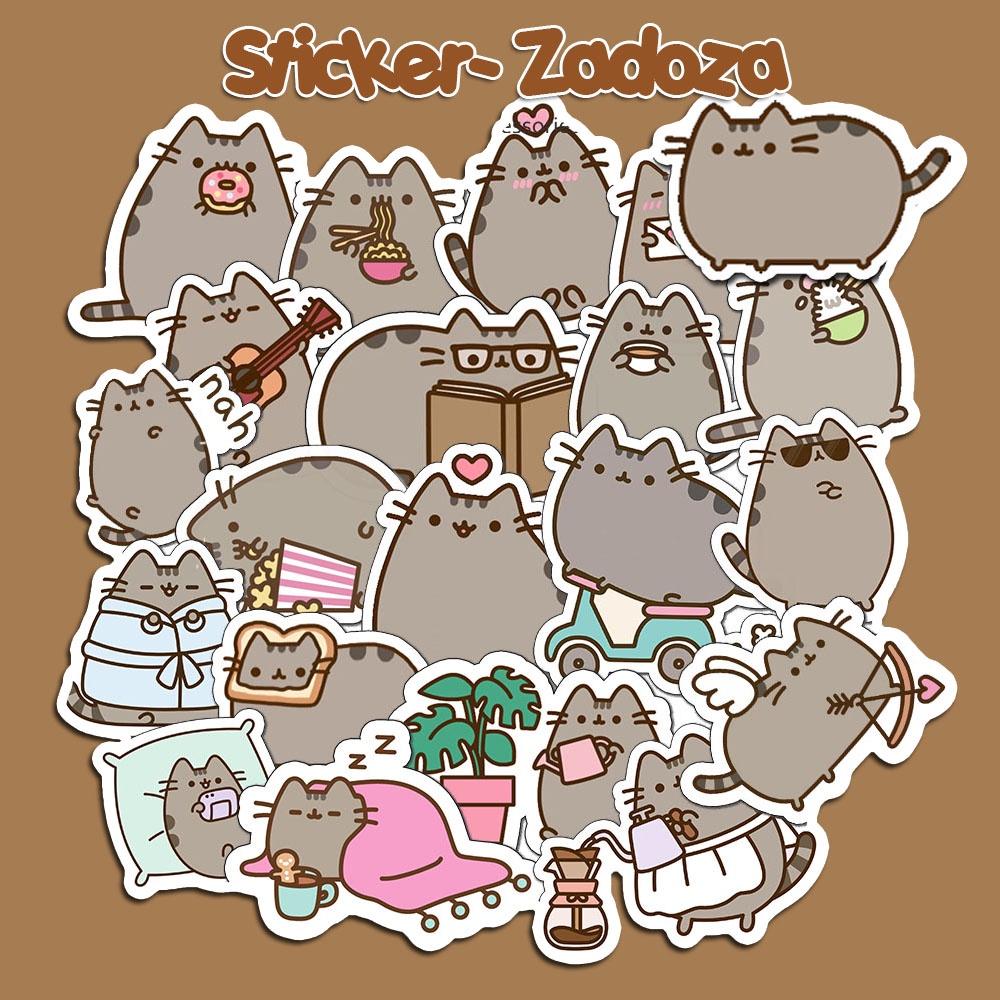 Miếng Sticker Dán Trang Trí mũ bảo hiểm, laptop, vali, xe đạp - mèo pusheen