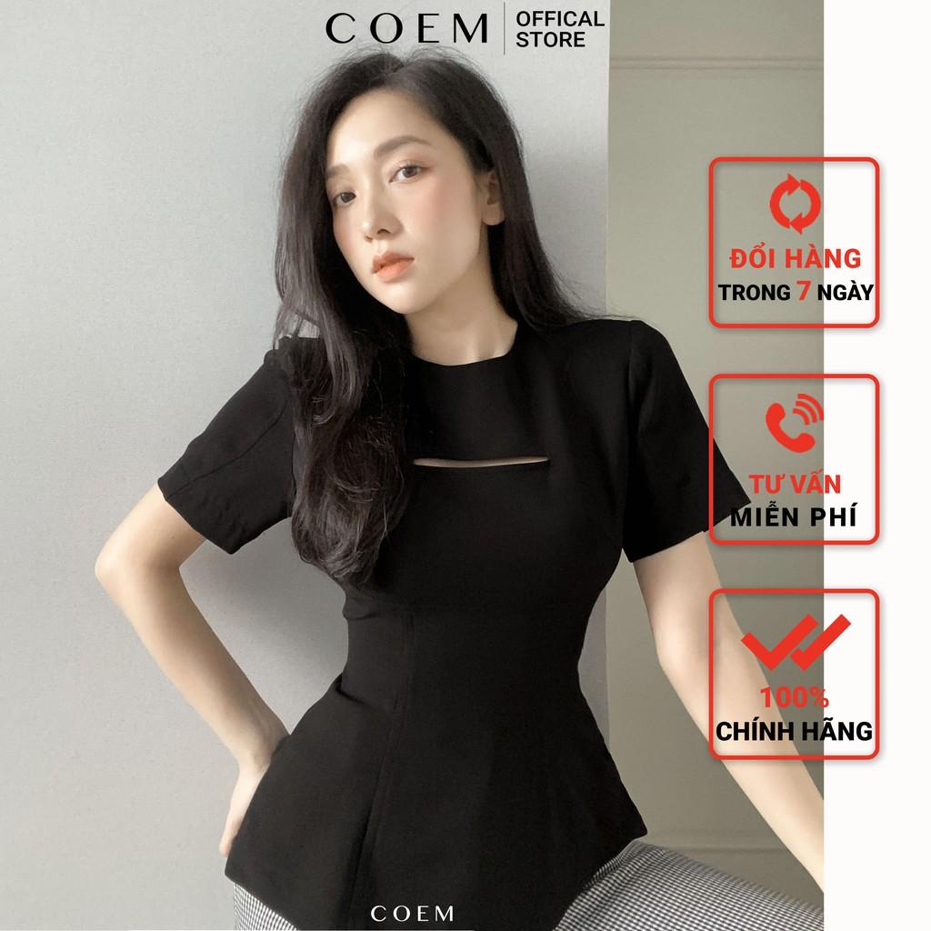 Áo Thun Cut-Out Cách Điệu Ngực Chất Liệu Cotton Solid 100% Sợi Tự Nhiên CO EM Thiết Kế Thanh Lịch Nữ Tính