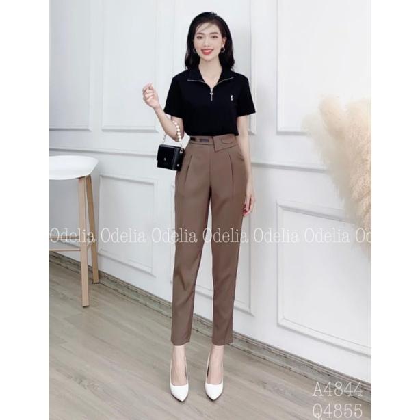 Quần tây công sở _ quần baggy nữa phối da siêu đẹp