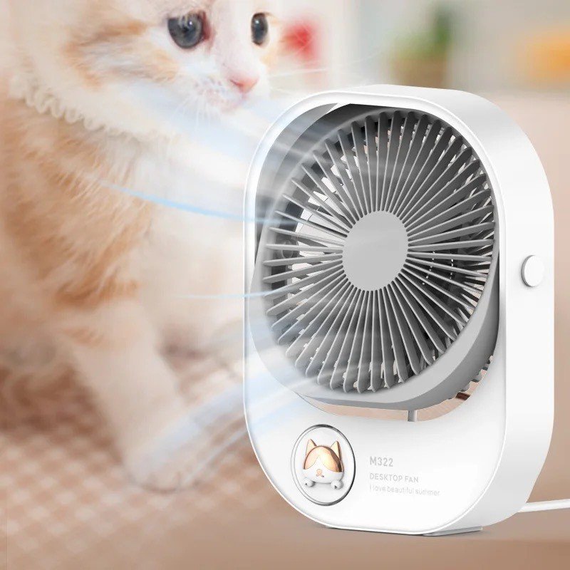 Quạt Sạc Tích Điện Để Bàn Đa Năng, Quạt Mini Sạc Pin Để Bàn Hình Mèo Cute,  Hình Thú Dễ Thương, Có 3 Tốc Độ Gió Siêu Mát, Sử Dụng 4-5 Tiếng