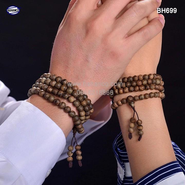 Vòng tay Trầm Hương chuỗi tràng 108 hạt (BH699) Chuỗi vòng trầm 2in1 - Trầm Tốc Việt - Bracelet of HAHANCO