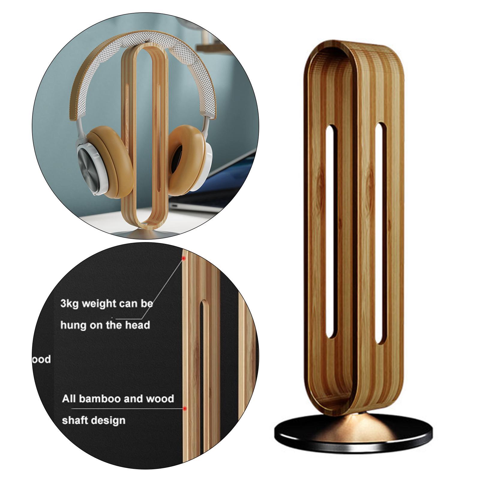 Headphone Stand Natural Wood Mount for Most Headphones Grey