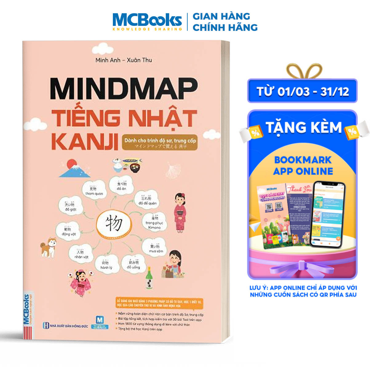 Mindmap Kanji Tiếng Nhật Dành Cho Trình Độ Sơ, Trung Cấp - Học Kèm App