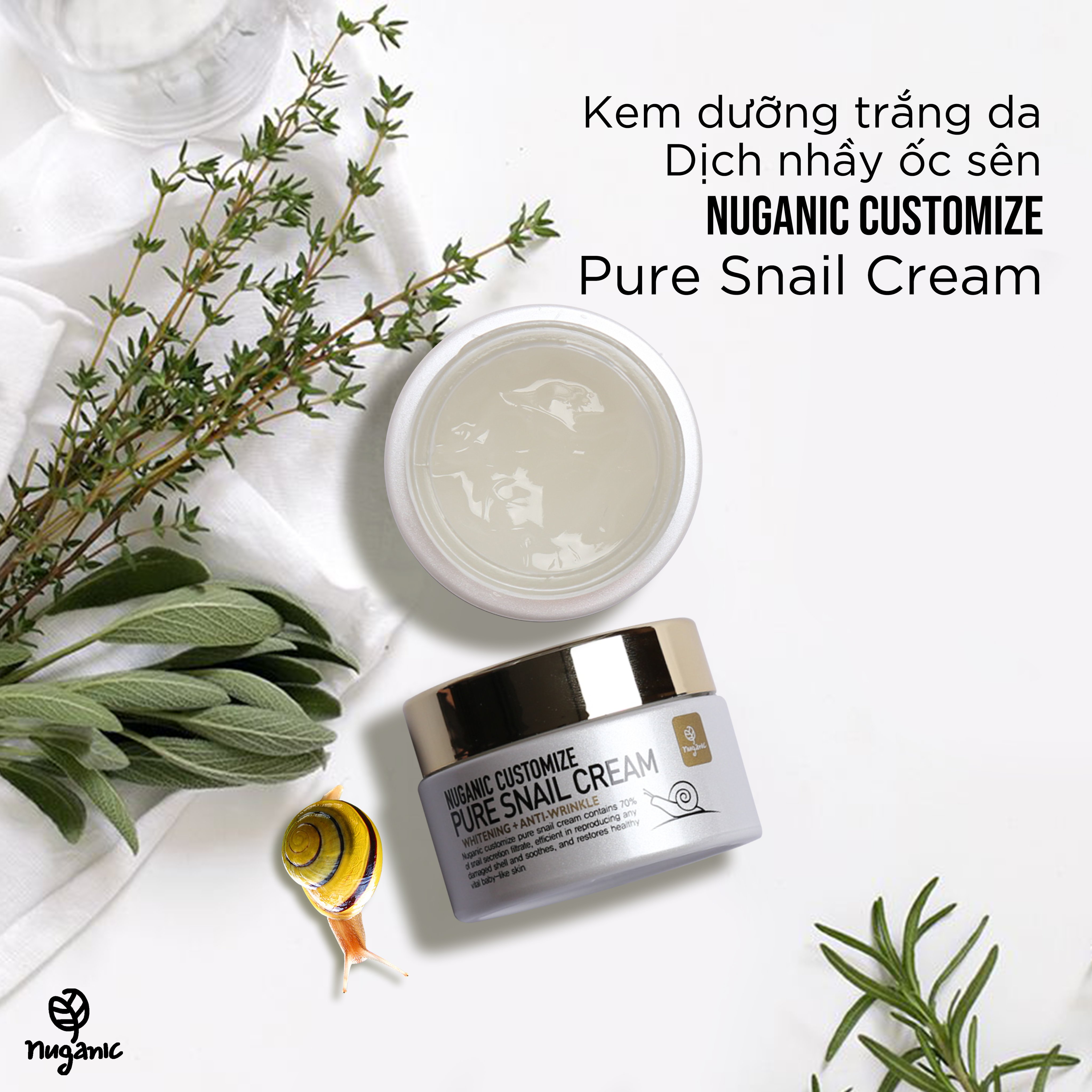 Kem dưỡng Nuganic Customize Pure Snail Cream