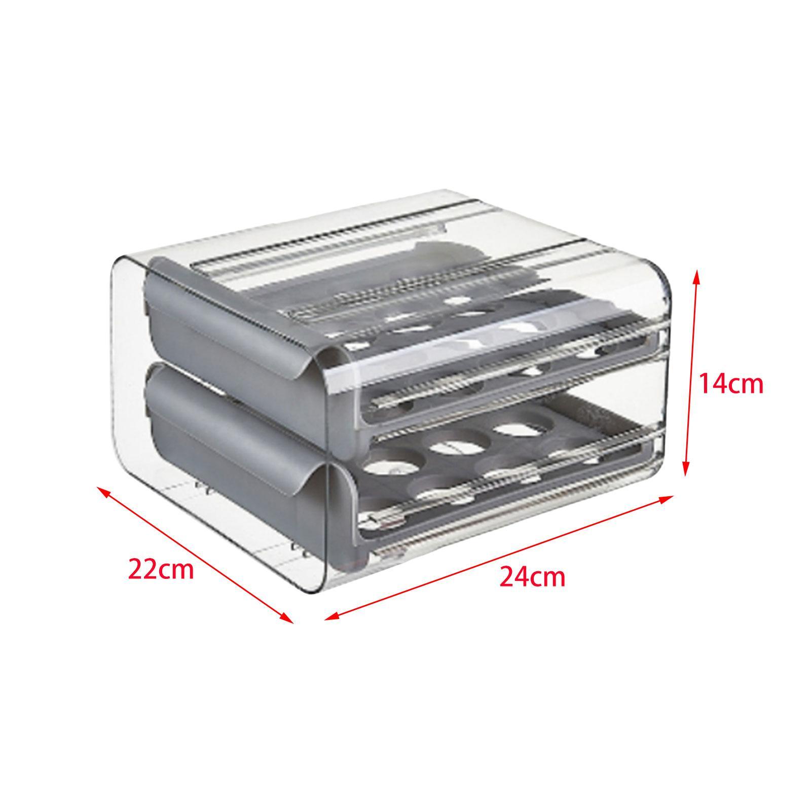 Egg Holder for Refrigerator Egg Tray Durable Large Capacity Transparent Egg Storage Container Drawer Egg Fresh Storage Box for Cupboard