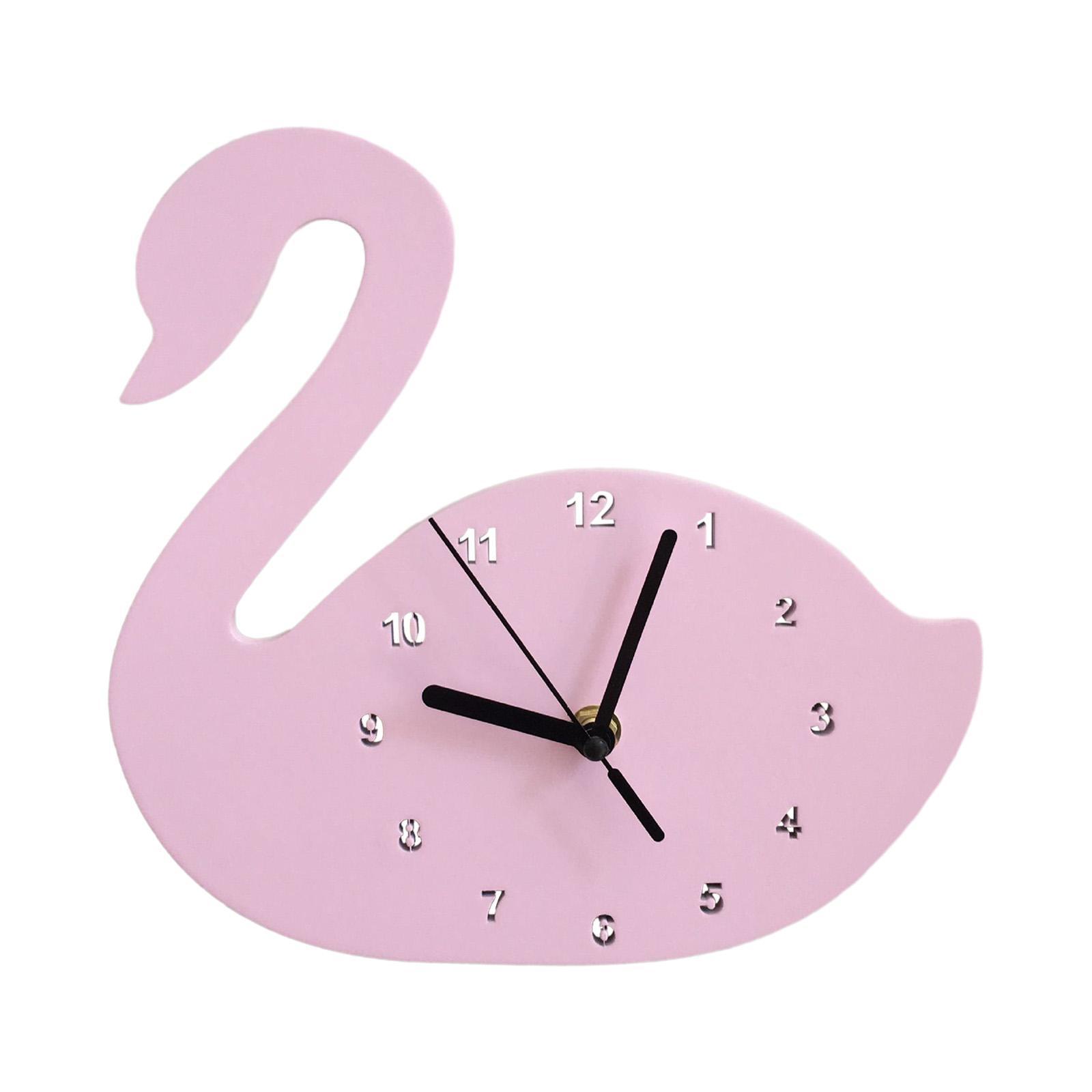 Swan Wall Clock Silent Animal Decorative Clock for Kids Room Bedroom