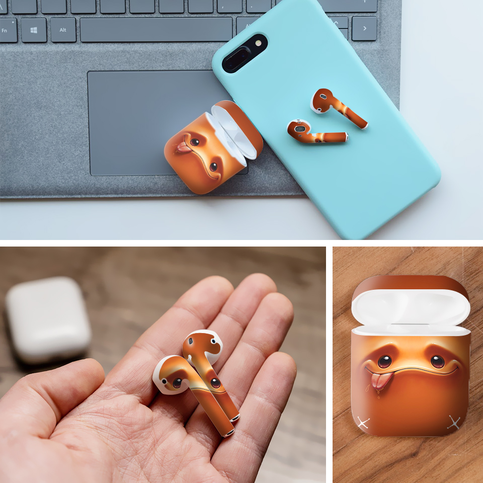 Miếng dán skin chống bẩn cho tai nghe AirPods in hình thiết kế - atk191 (bản không dây 1 và 2)