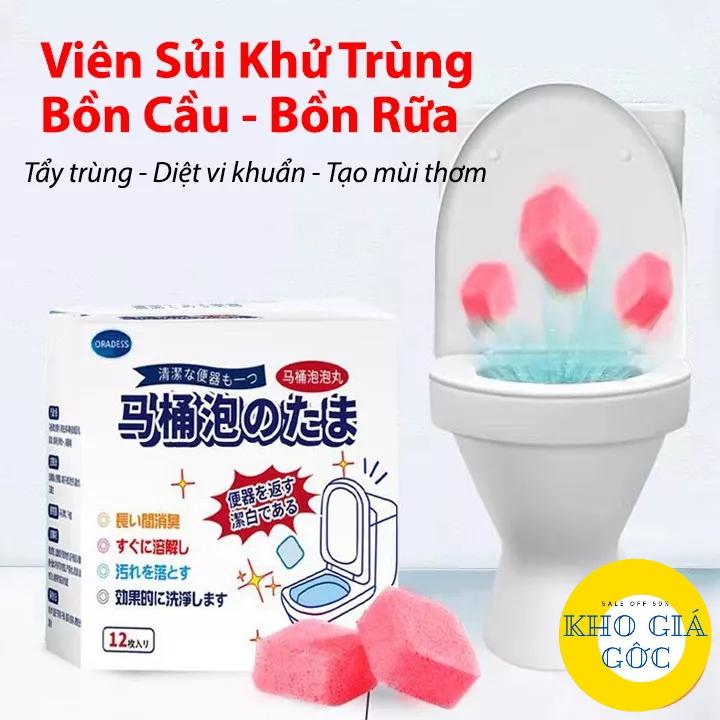 Hộp 12 Viên Sủi Thông Tắc Làm Sạch Bồn Cầu Có Hương Thơm(Viên Hồng)