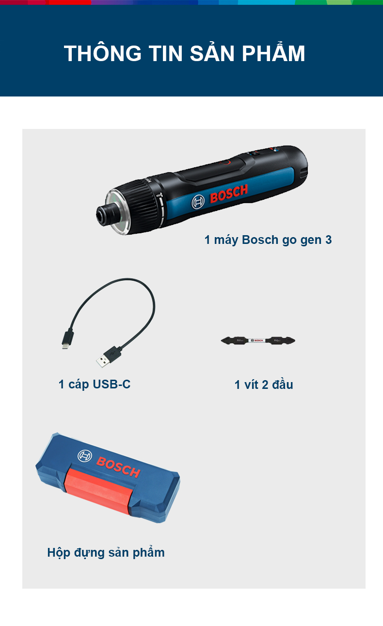 Máy vặn vít dùng pin Bosch Go Gen 3 MỚI ( SOLO )