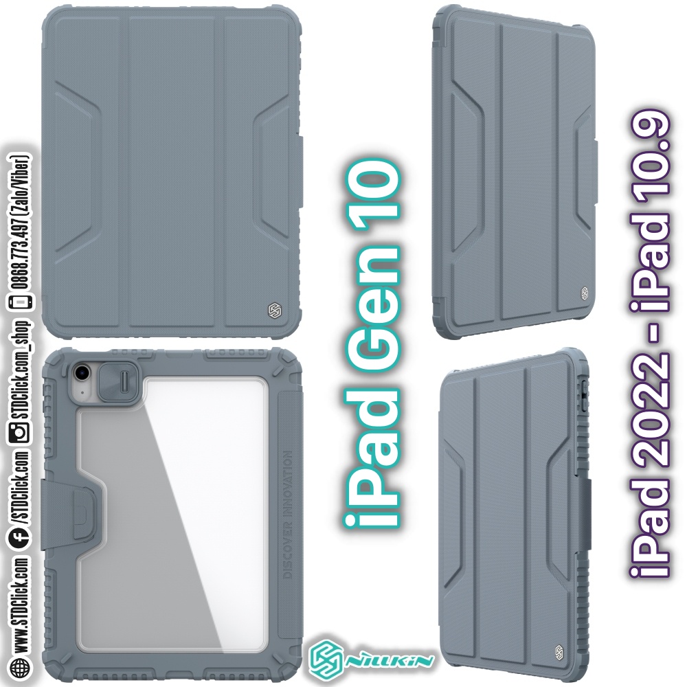 BAO DA DÀNH CHO IPAD 2022 - GEN 10 - 10.9 2022 NILLKIN BUMPER PRO CAMSHIELD BẢO VỆ CAMERA