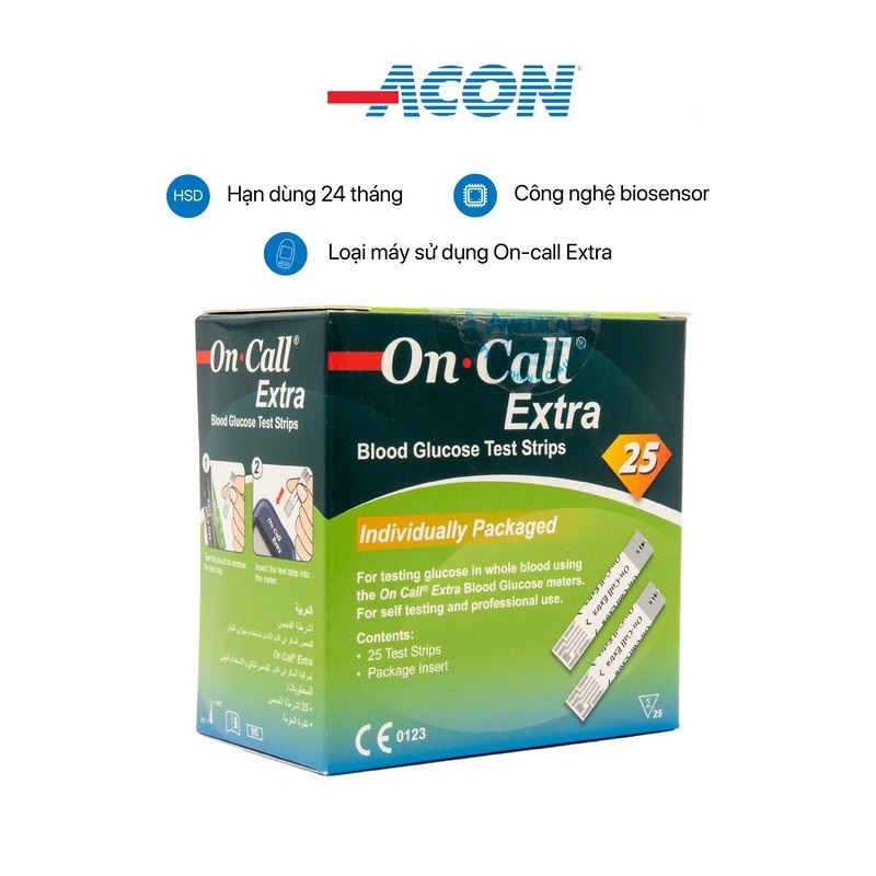 Que thử đường huyết Acon On-call extra (25 que/hộp)