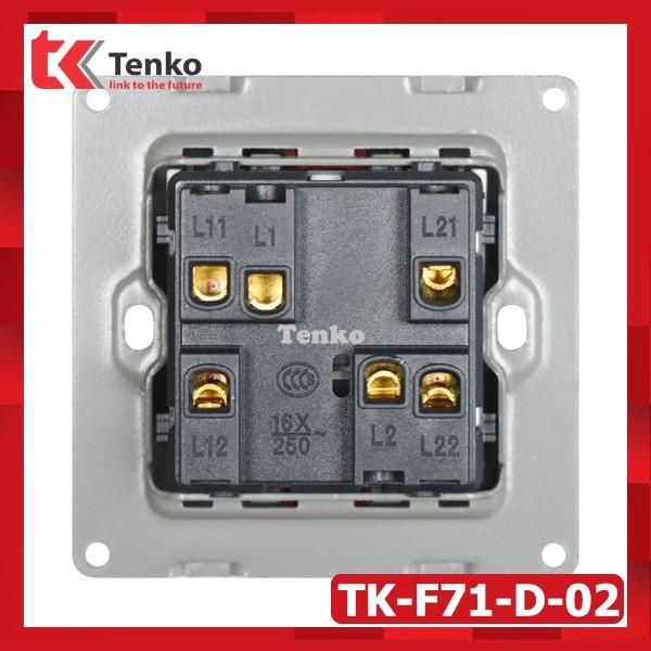 Công Tắc 2 Hạt Mặt Kính Cường Lực Chống Xước - Chống Va Đập Tenko TK-F71-D-02 Màu Xám