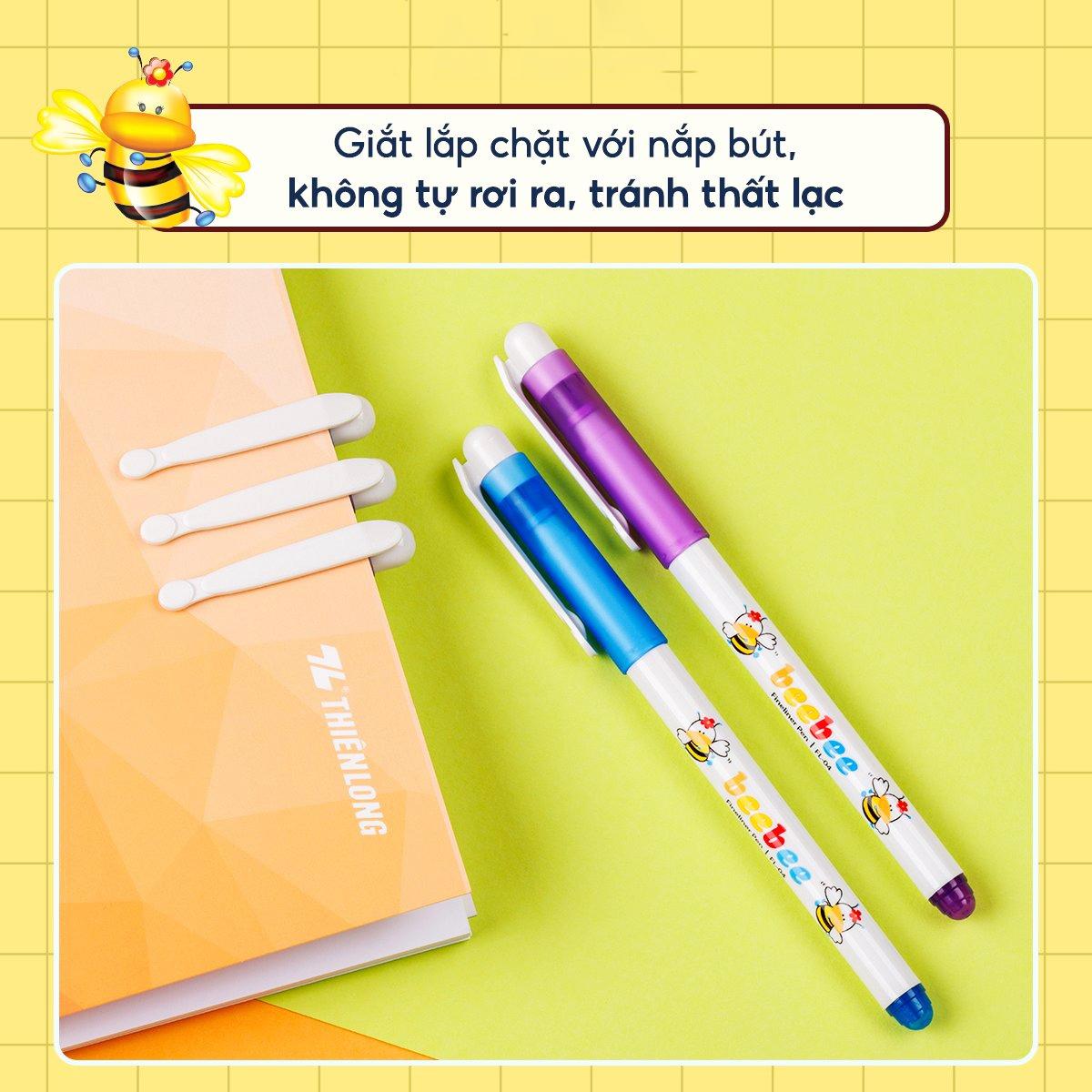 Vỉ 3 Bút Lông Kim Beebee Thiên Long - FL-04 - Màu Tím + Tặng Kèm 1 Bút Cùng Loại