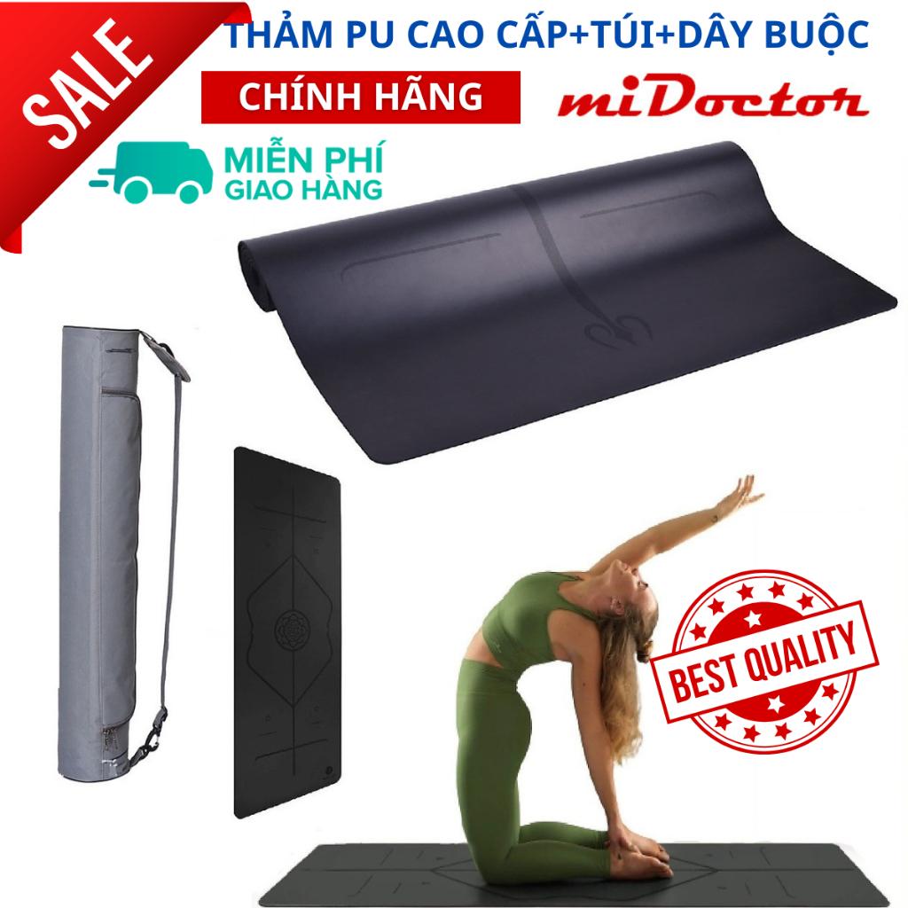 Thảm Tập Yoga Định Tuyến Da PU Chính Hãng miDoctor, Tặng Kèm Túi Đựng Thảm và Dây Buộc