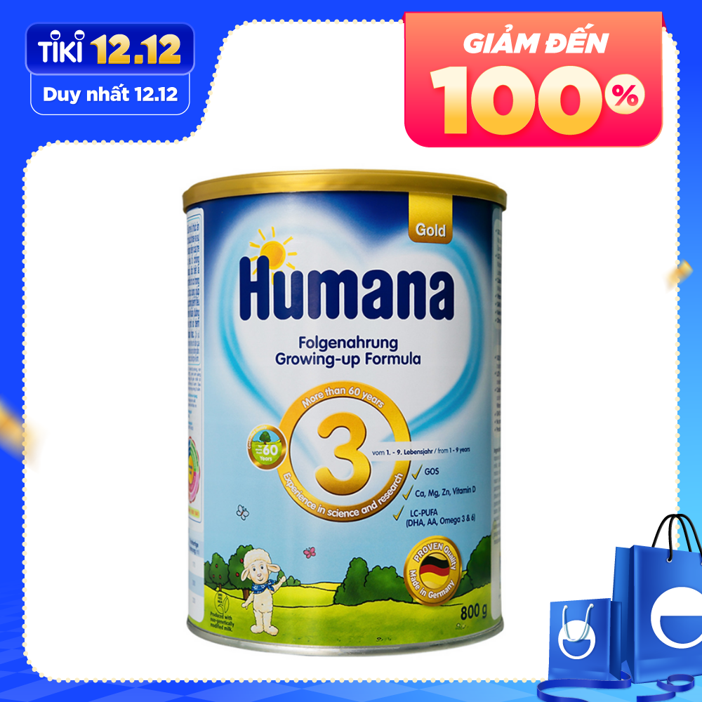Sữa Humana Gold 3 800 gr: sữa công thức cho bé từ 1-9 tuổi