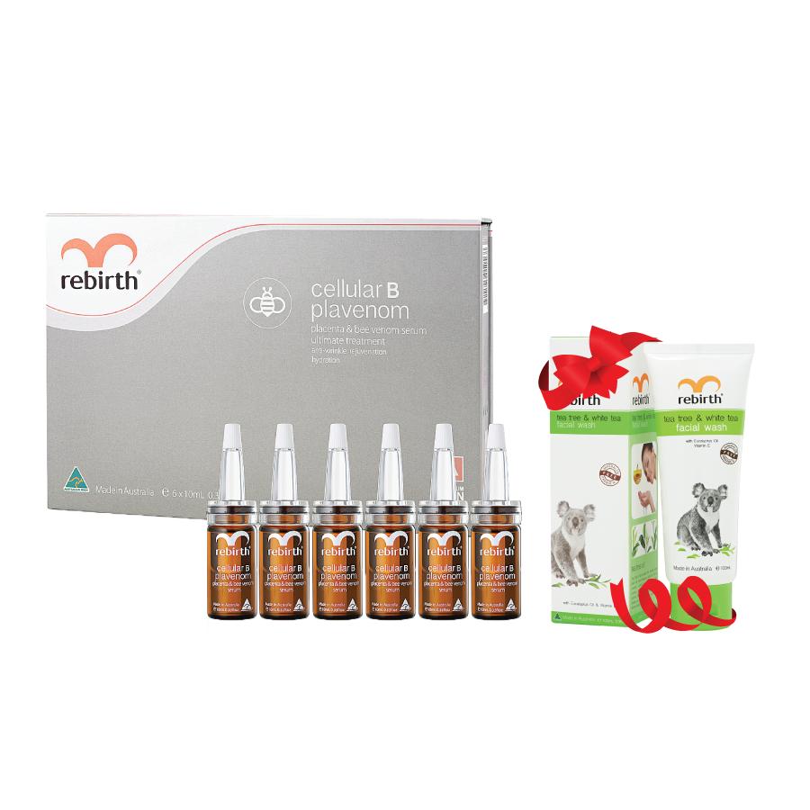 [MUA 1 TẶNG 1] Serum tế bào gốc Nhau thai cừu và Nọc ong Rebirth Tặng Sữa rửa mặt tràm trà và trà trắng Rebirth