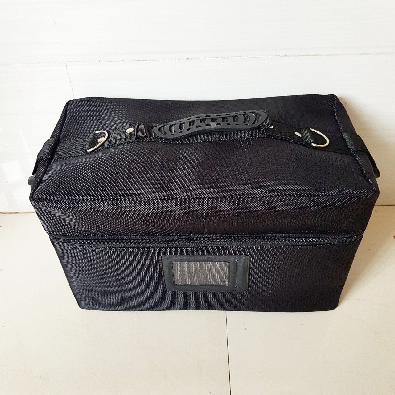 Hàng cao cấp - Cốp túi vải dày dặn bọc inox viền măm , có dây đeo đựng mỹ phẩm, nail, mi chuyên nghiệp tiện lợi size 40x20x22 cm