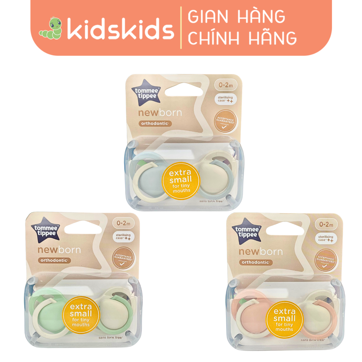 Ty Ngậm Sơ Sinh Newborn Cho Bé Tommee Tippee 0-2 Tháng (Vỉ Đôi)