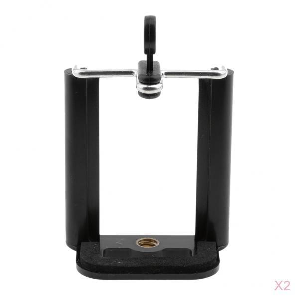2 Pieces Universal U-type Mobile Phone Holder Stand Clip Bracket U-type Tripod Selfie Mount Adapter for iPhone,for SAMSUNG,Huawei ect,Work on Tripods,Monopod,Selfie Sticks -Black