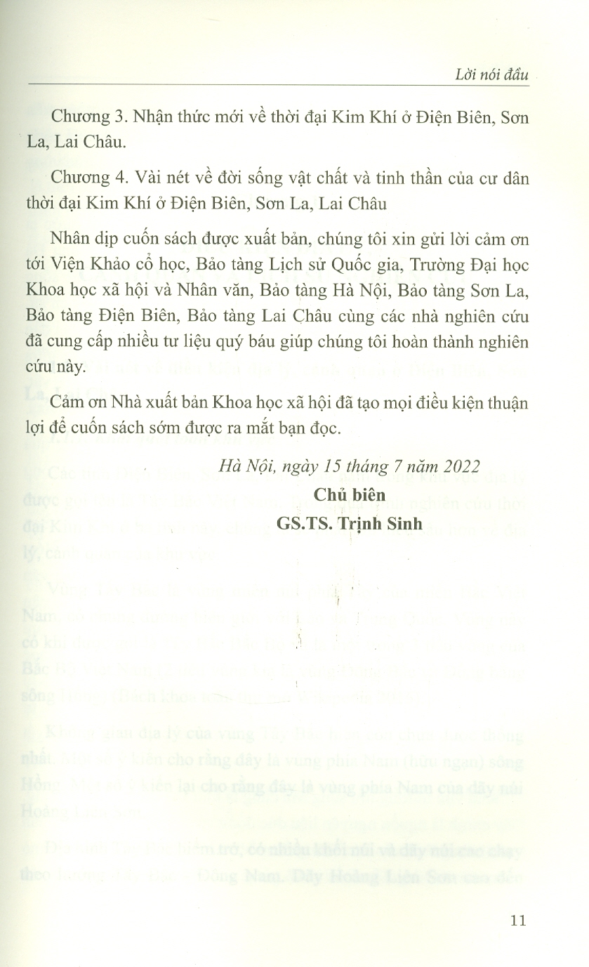 Thời Đại Kim Khí Ở Các Tỉnh Điện Biên, Sơn La, Lai Châu (Sách Chuyên Khảo)