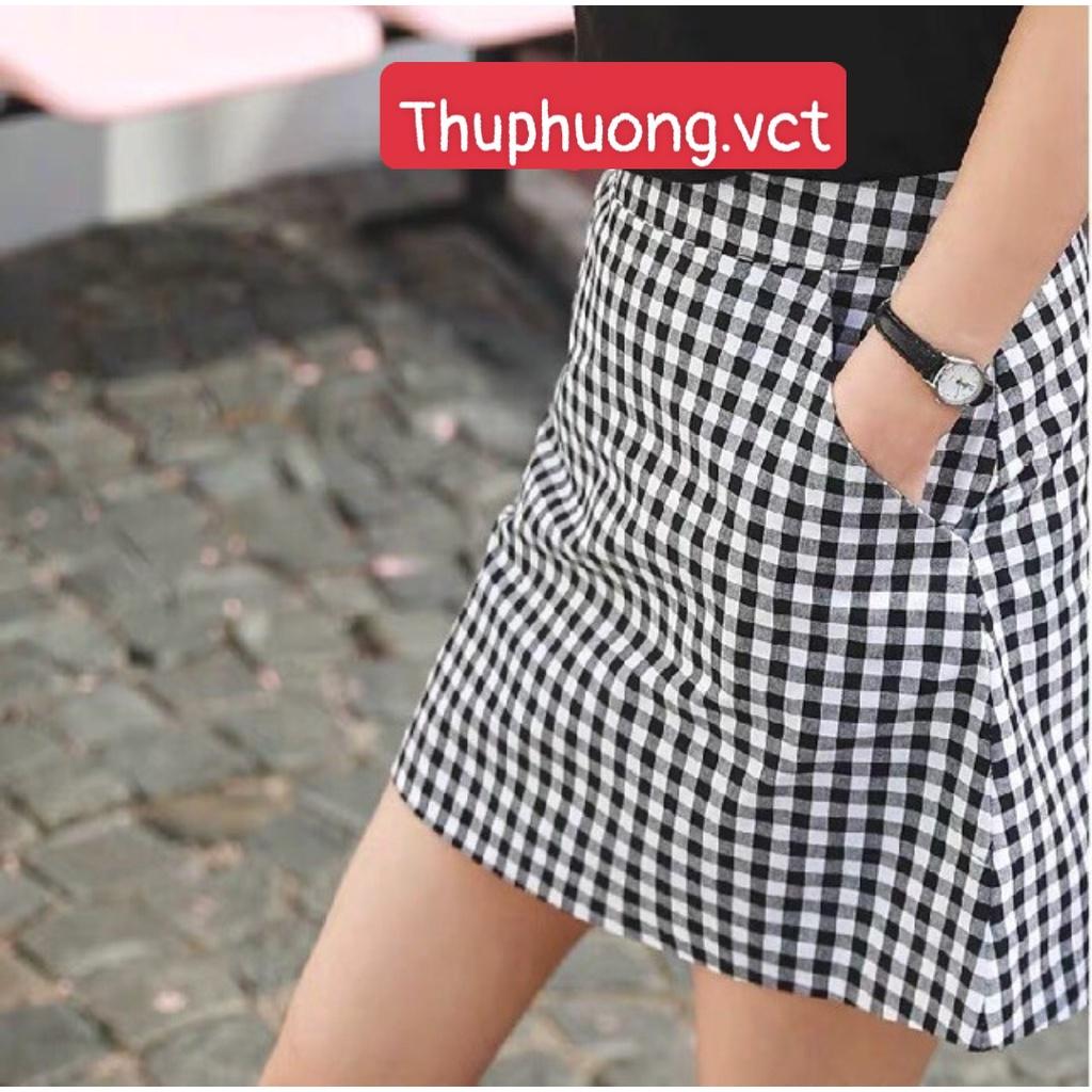 Chân Váy Chữ A kẻ caro dáng ngắn thời trang công sở