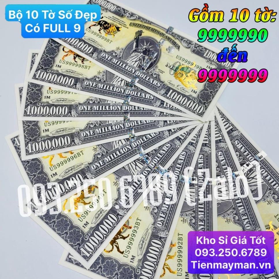 Combo 10 Tờ Seri đẹp có tờ FULL 9 , Tiền 1 Triệu USD Con Mèo Lưu niệm mạ vàng, có bảo an , Lì Xì Tết