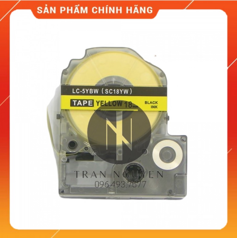 Nhãn in Tepra SC18YW - Chữ đen nền vàng 18mm x 8m - Hàng nhập khẩu