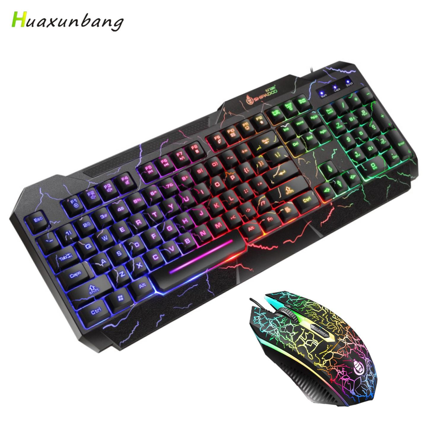 Bàn Phím Và Chuột Chơi Game Cơ Khí USB Có Dây Game Thủ Bàn Phím Bộ Đèn LED RGB Backlit Bàn Phím Chuột Combo Dành Cho Máy Tính Laptop Máy Tính