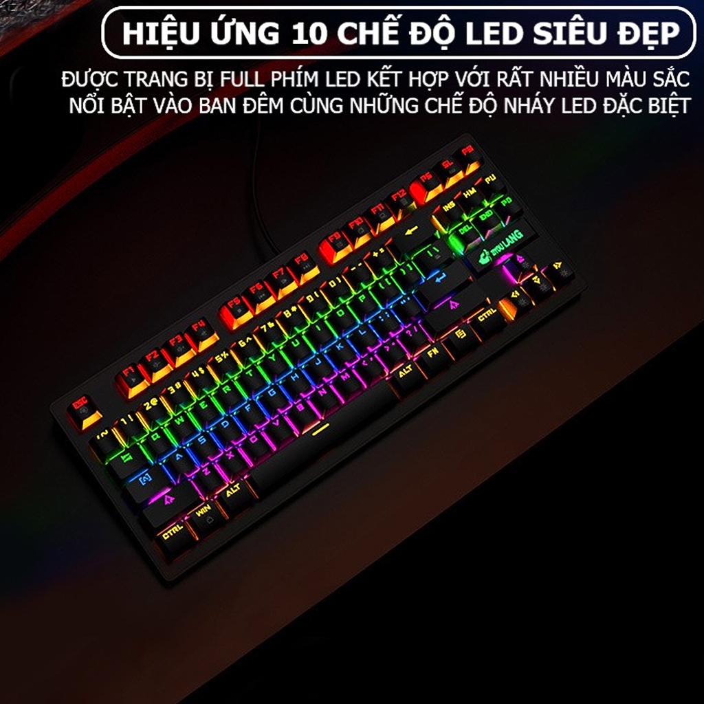 VINETTEAM Bàn Phím Cơ Máy Tính K2 PRO Màu Xanh Blue Switch 10 Chế Độ Led RGB Dùng Chơi Game Văn Phòng Cực Đã - Hàng Chính Hãng